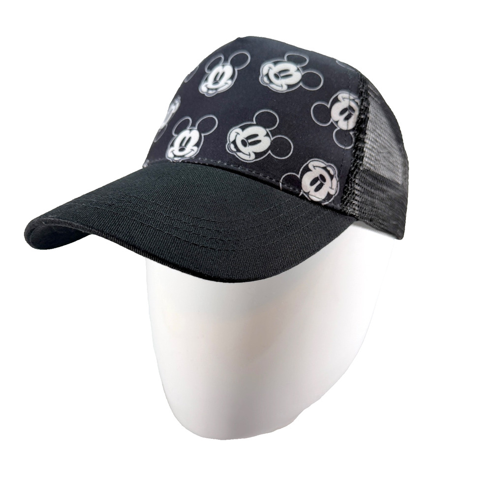 Disney Mickey Mouse Snapback Hat / Cap Repeating Pattern Black / White - NWT